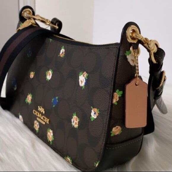 New Coach Jes Baguette In Signature Canvas With Vintage Mini Rose - Picture 7 of 11